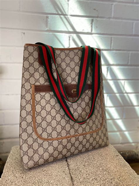 gucci tote bag vintage brown|old style vintage Gucci bag.